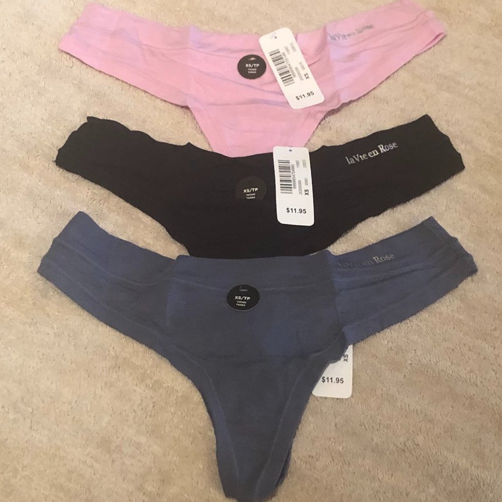 NWT La Vie En Rose Thong 3-Pack XS